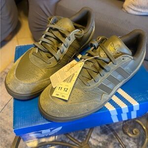 11M Brand New with Tags adidas Men’s Olive Green Leather & Suede Sneakers